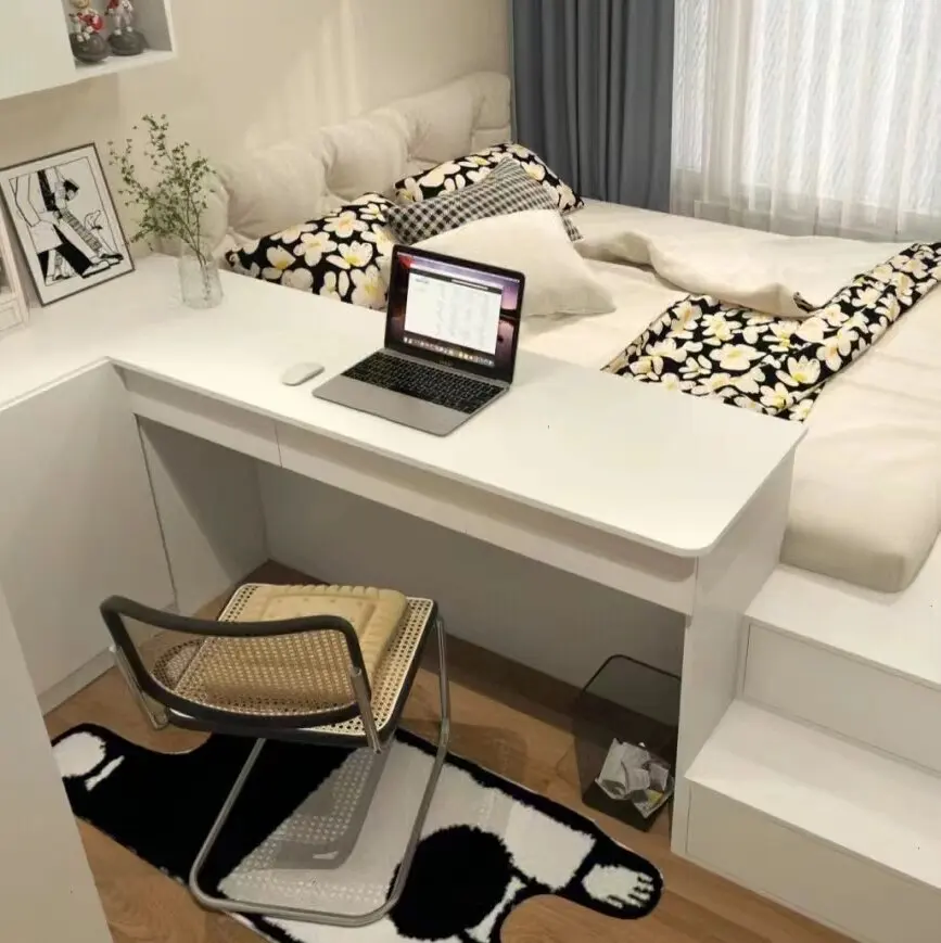 Minimalist Style Integrated Cabinet Bedroom Wardrobe Desk Tatami Bed Cabinet Set for Gym or School Modern Design