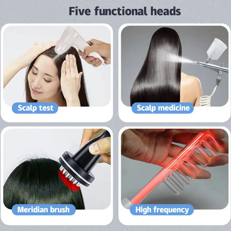 Equipment Repair Root Promote Oxygen Spray 5 Head Scalp Meridian Brush Massage Anti Loss Treatment Devices Hair Growth Machine