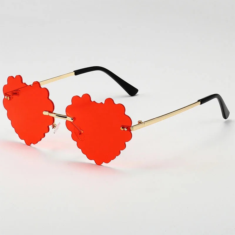 Stylish new rimless love sun glasses Personalized street photography dance floor party  luxury glasses  women glasses