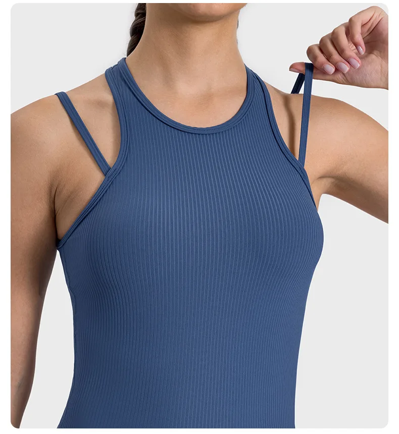2022 Hot Sale Girls  Women  OEM For Gym Cute Tight Fitness Long FitnessYoga Tank Top Outwear Sports Vest