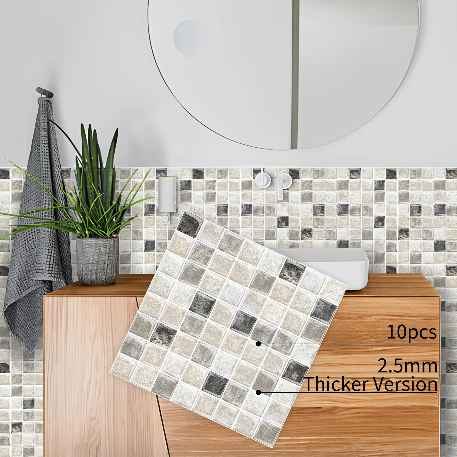 Eco-friendly 3D Mosaic tile peel and stick tiles sticker bathroom self adhesive wall tile waterproof wall sticker wallpaper