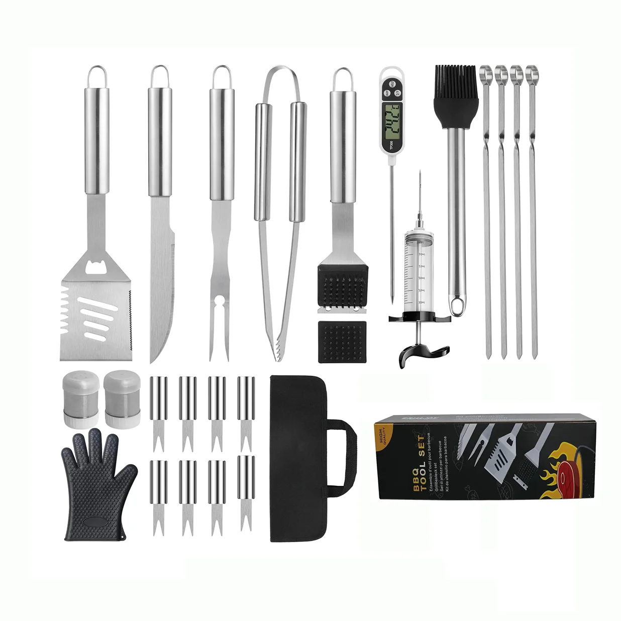 18 шт. щетка для гриля набор аксессуаров барбекю 16 дюймов инструменты из нержавеющей стали