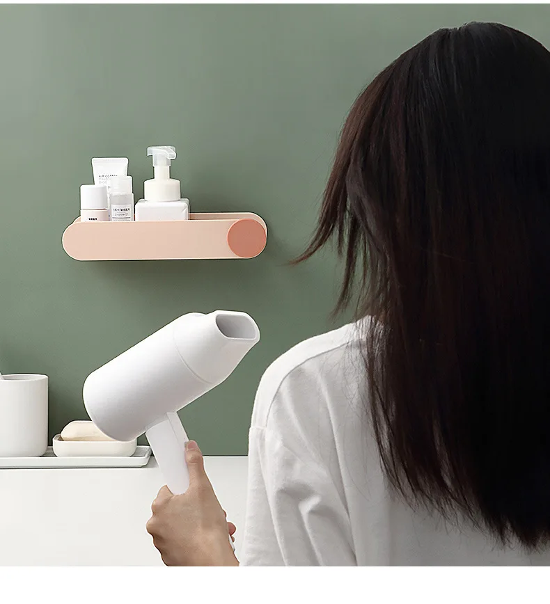Wholesale New Design Plastic Storage Shelf Wall-Mounted Bathroom Hairdryer Holder