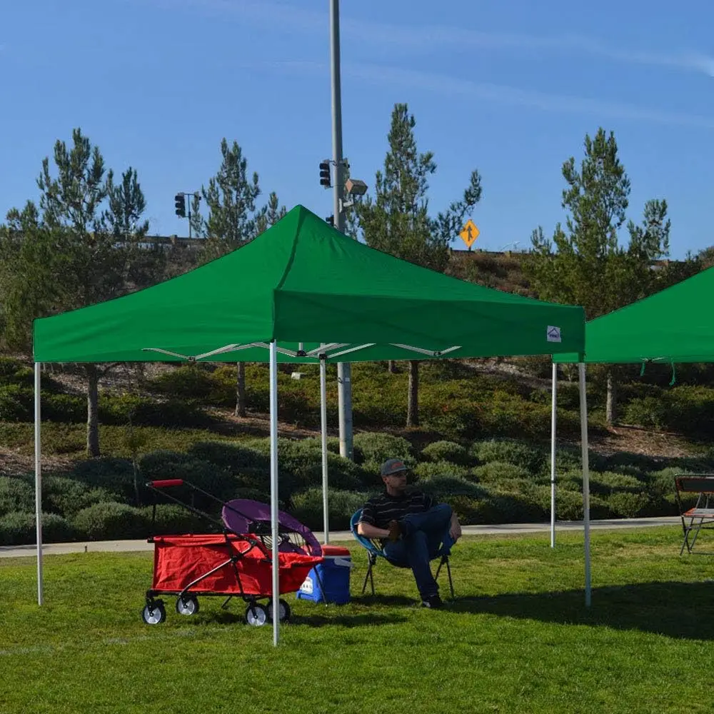 Commercial Grade  Water-Resistant Heavy Duty Polyester Fabric Green Plain Color  10x10 Pop Up Canopy Tent