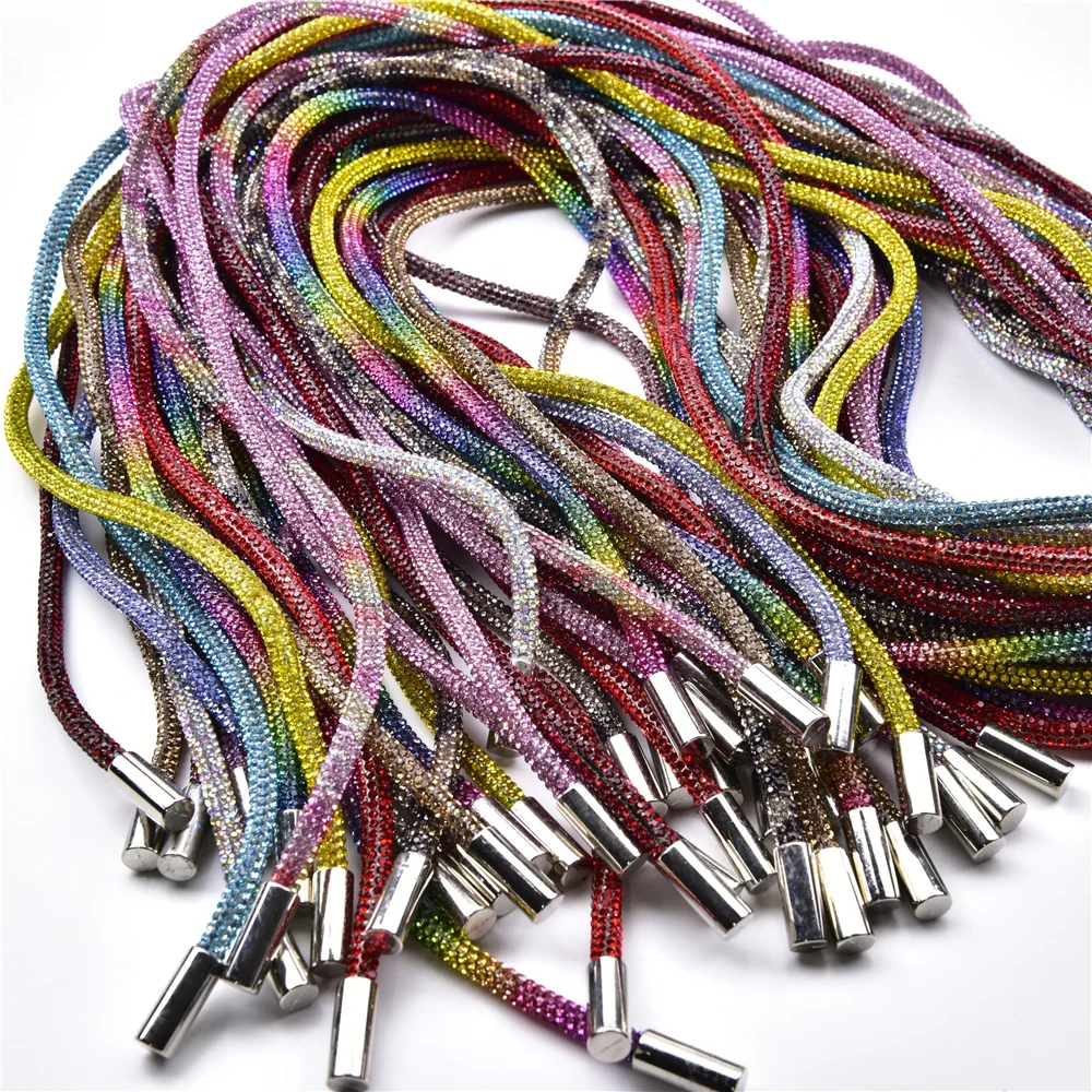 Round Rhinestone Rubber Hose Diamond Tube Trimming Jewelry Shoelace Crystal Drawstring Diy Trouser Hoodie Rope Clothing