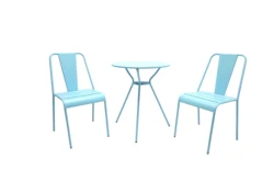 Backyard Blue Simple Design Steel Metal Outdoor Dining Set 3pcd Patio Bistro Garden Dining Set For Sale