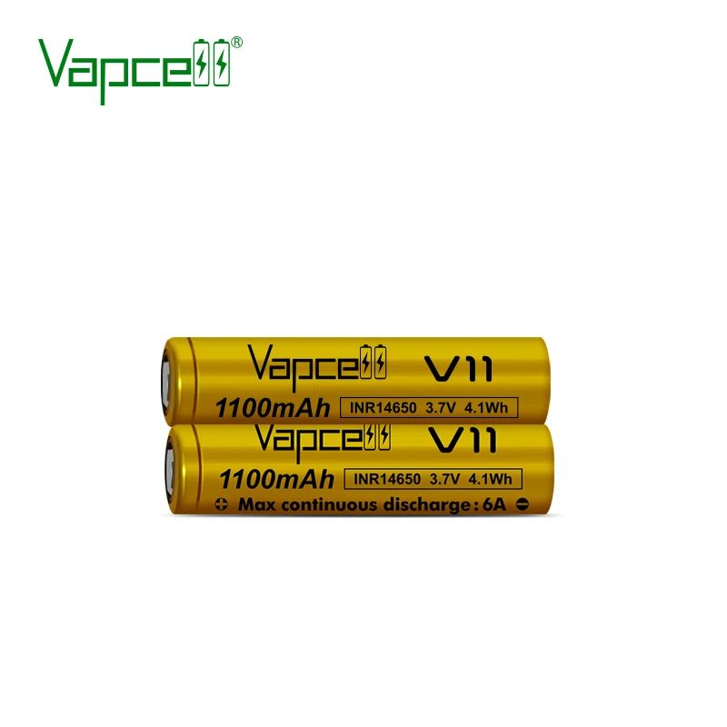 Vapcell original ICR14650 1100mah 6A li ion battery flat / button top 14650 Rechargeable Batteries For Flashlight