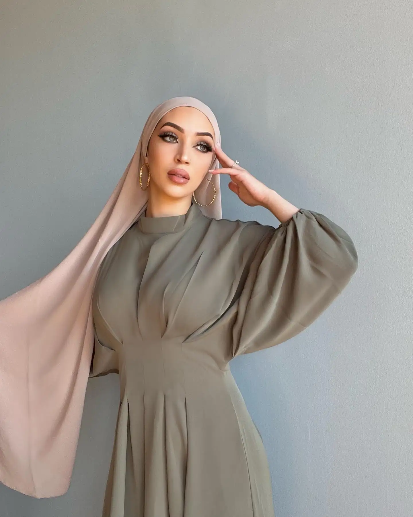 Muslim Summer Dresses  Evening Dresses  Full Cover Maxi Abaya Womens Long Sleeve Flowy Empire Waist Fall  Skirt