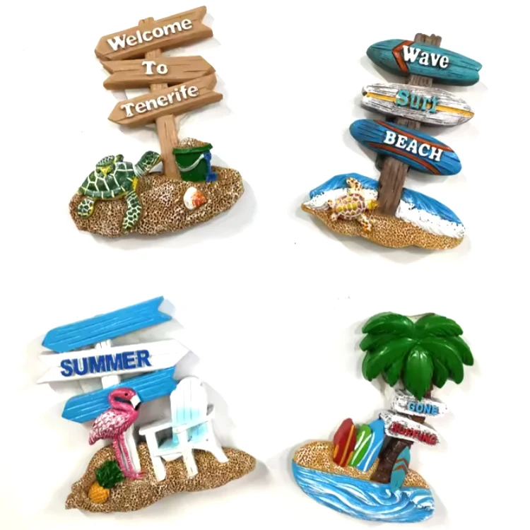 Custom resin beach underwater world ocean park souvenir coral reef turtle fridge magnet