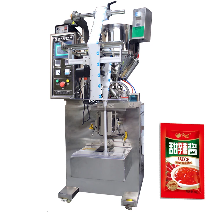 Automatic tomato sauce packaging machine 4 side seal sachet milk malt vinegar packing machine