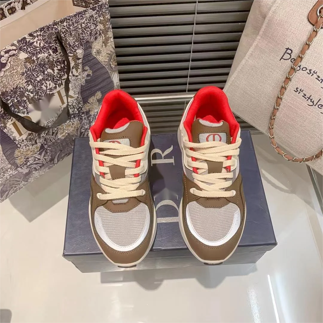 Designer Sport Athletic Outdoor Sneakers Women Casual Walking Shoes Leather Thick Soled Shoes