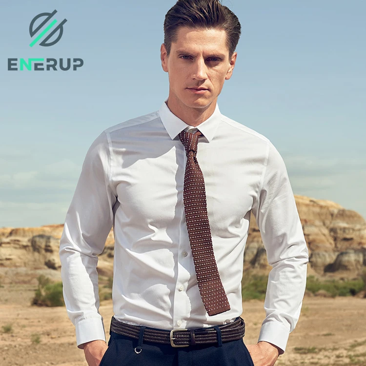 Рубашка Enerup мужская хлопковая с длинным рукавом Baju дышащая моющаяся однотонная