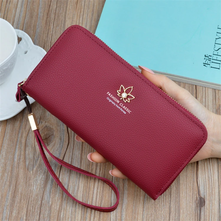 online shopping korean style new leather long flat fancy girl clutch wallet brands