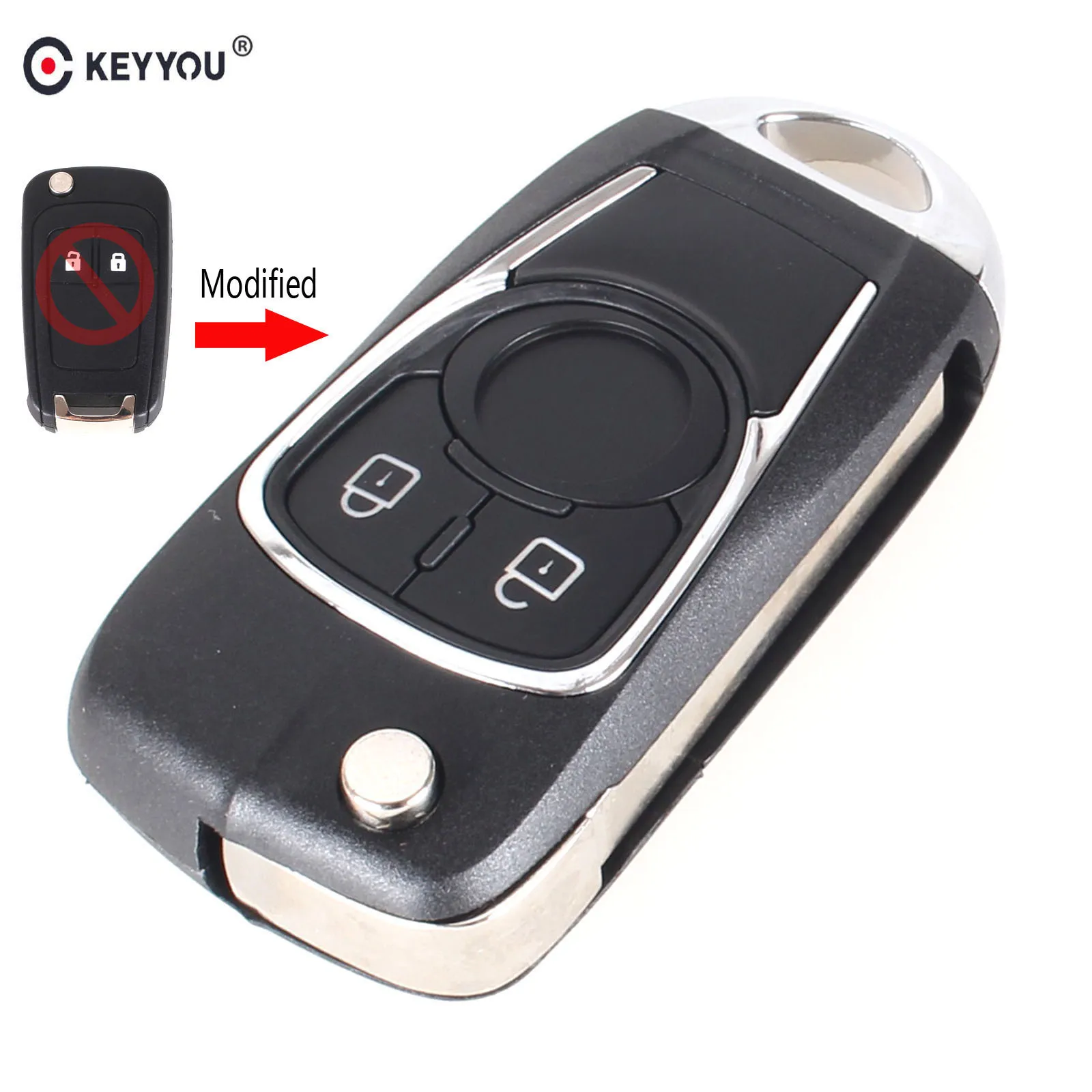 KEYYOU 2 Buttons Modified Flip Folding Remote car Key Shell Keyless Case For Chevrolet Epica Lova Cruze For Buick HU100 Blade