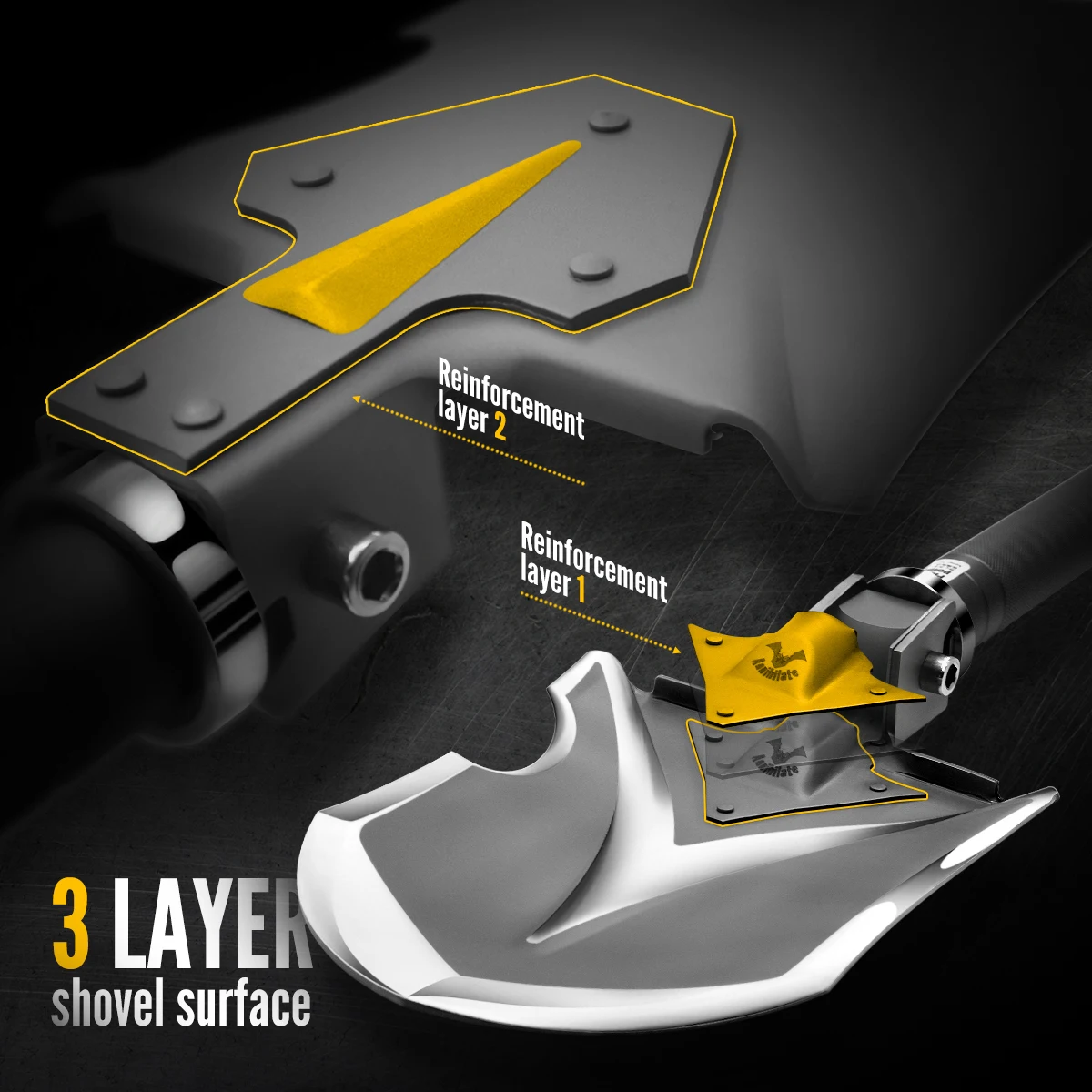 Zune Lotoo Multifunctional Shovel High Carbon Steel Foldable Shovel 15 in 1 Camping Gear Outdoor Survival Folding Shovel