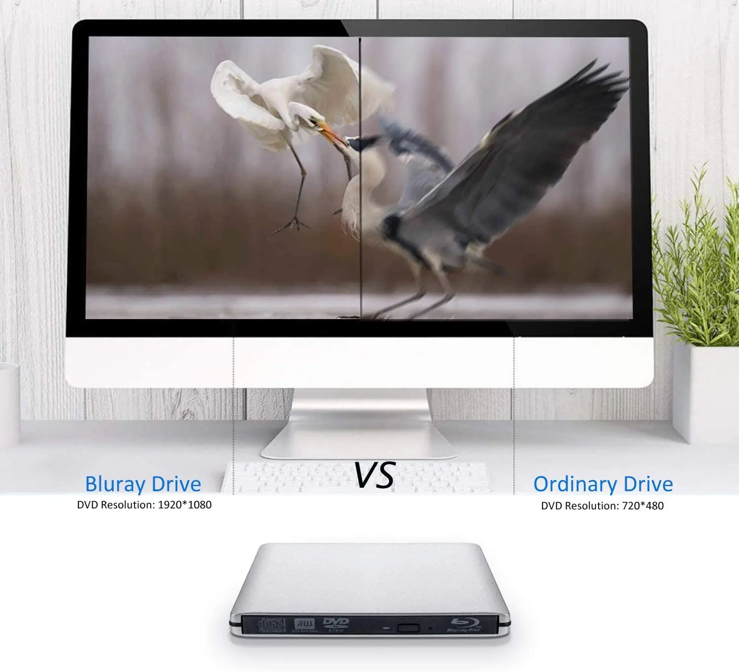 
3.0 Blue-ray DVD Burner Disk Reading Burn Driver-free Installation with Cable Compatible with Desktop Computers 