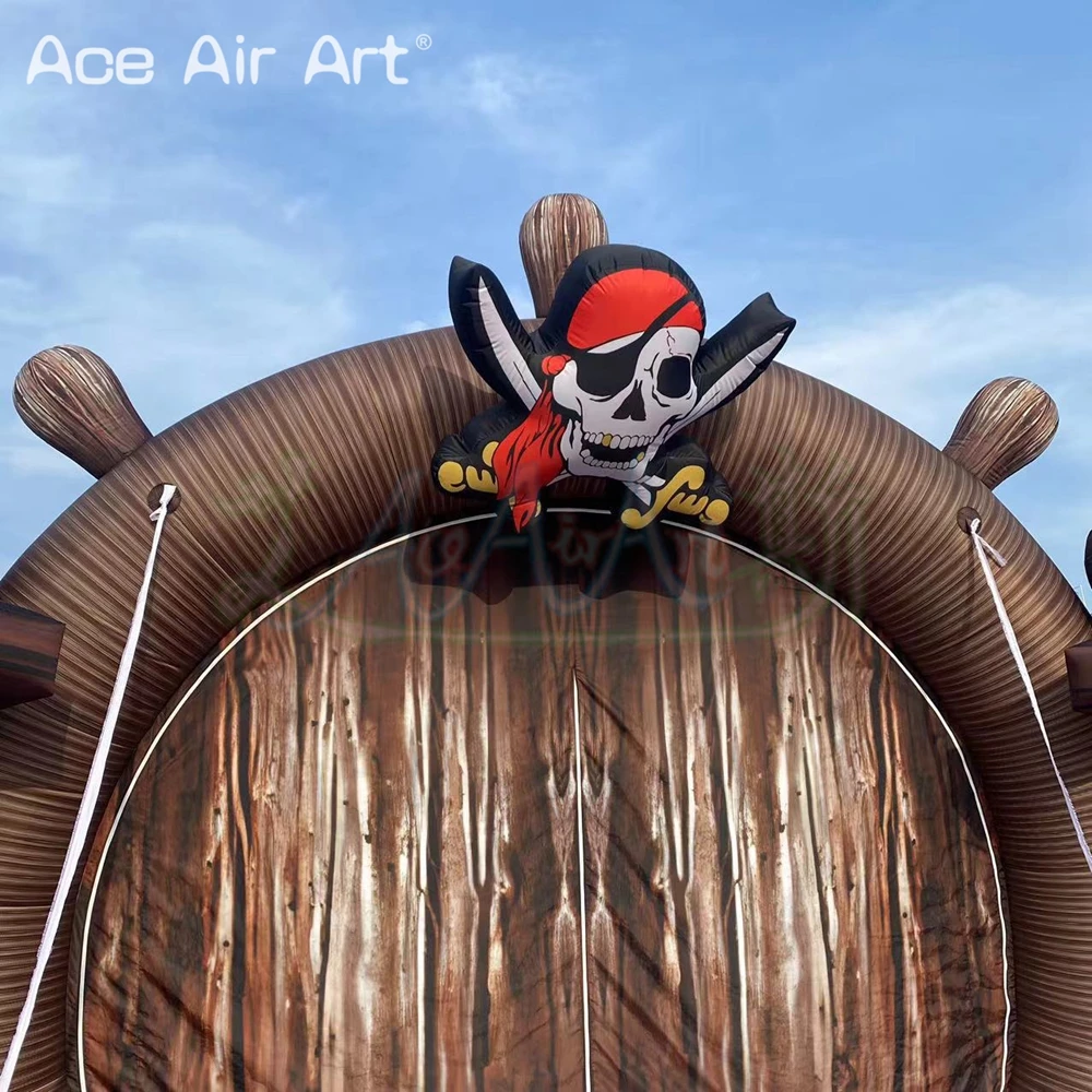7 МВт надувной пиратский корабль Арка наружная тематическая вечеринка Рождественский Декор Съемный чехол вход Коробка С Сокровищами
