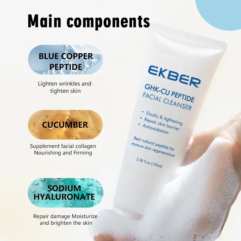 Low Moq Blue Copper Peptide Face Wash Deep Cleansing Gentle Ghk-cu Face Wash