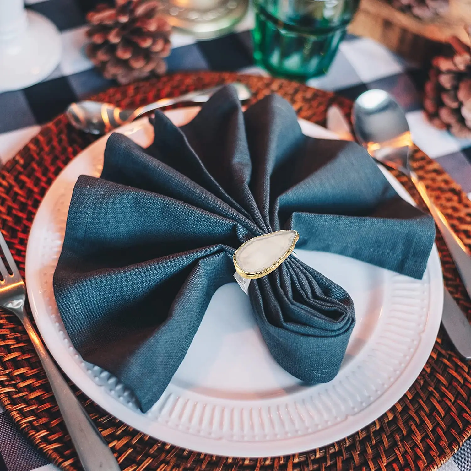 Набор украшений для обеденного стола 6 или 12 дюймов ручной работы, диаметр 2 дюйма, металлическая сетка, рождественские кольца для салфеток