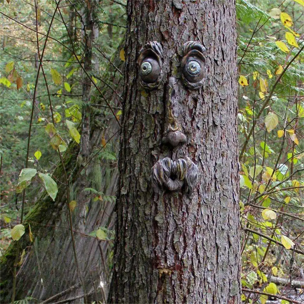Hot Grimace Facial Tree Hugger Bark Ghost Face Tree Artificial Decor For Garden Statues Sculptures Outdoor