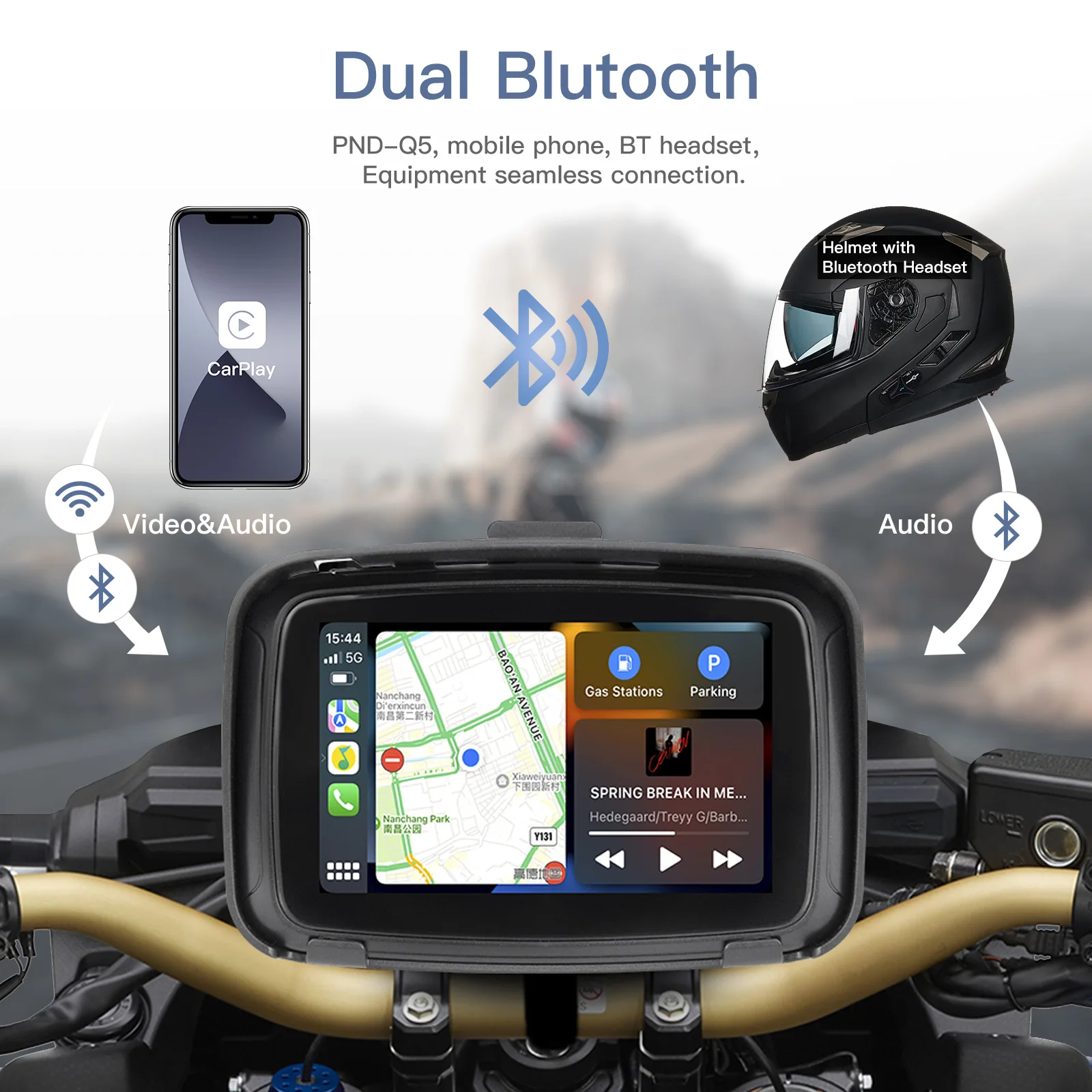CARABC 5 inch Portable Motorcycle Dedicated Player Motorcycle Gps Navigator Android  Waterproof Bluetooth Dashboard Camera