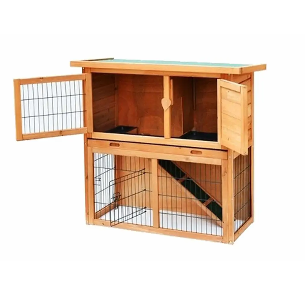 Wooden 36 Inch 2 Tiers Chicken Coop Hen House Poultry Pet Cage