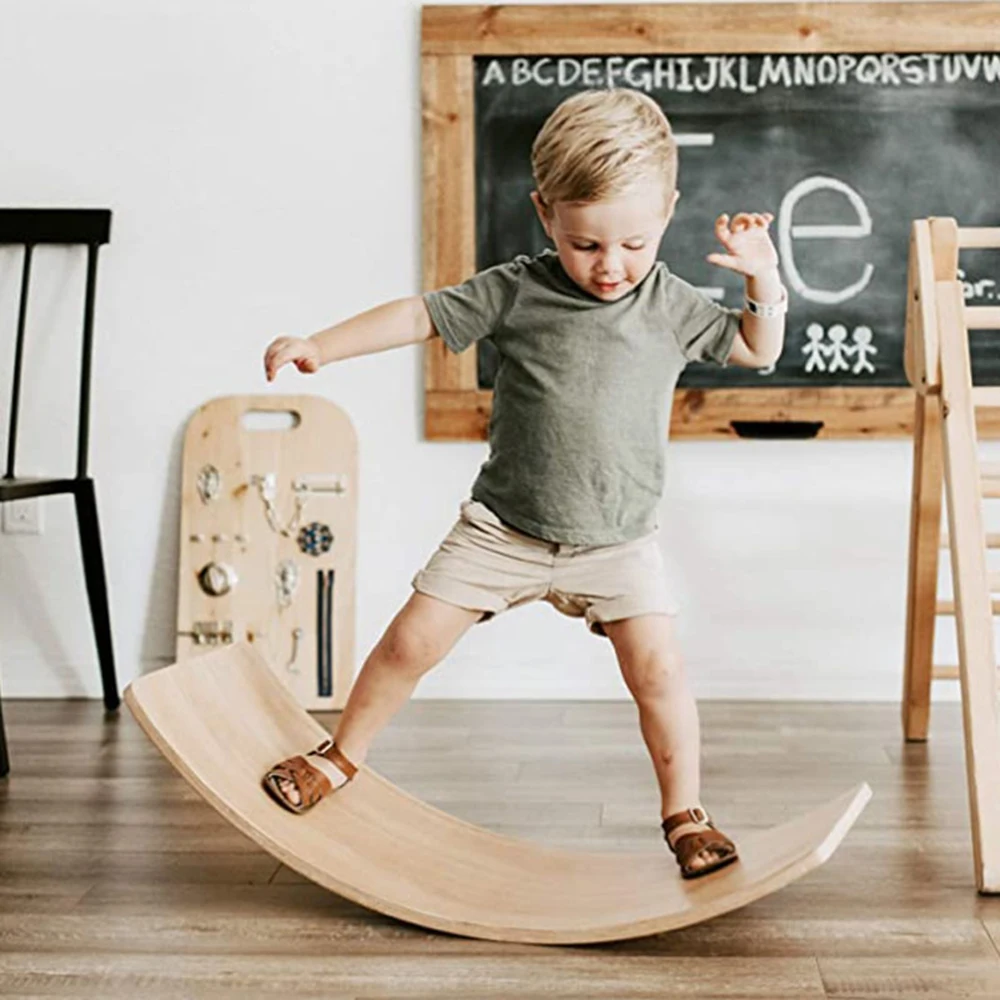 Custom Logo Exercise Training rider Yoga Balance Curvy Kids Toddler Montessori Fitness Balance Board