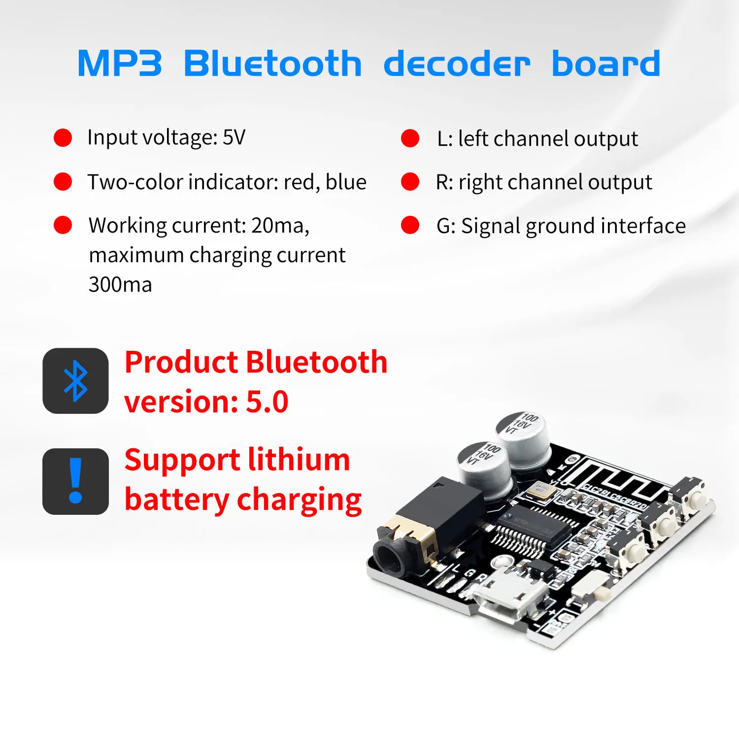 VHM-314 Audio Receiver board  5.0 mp3 lossless decoder board Wireless Stereo Music Module