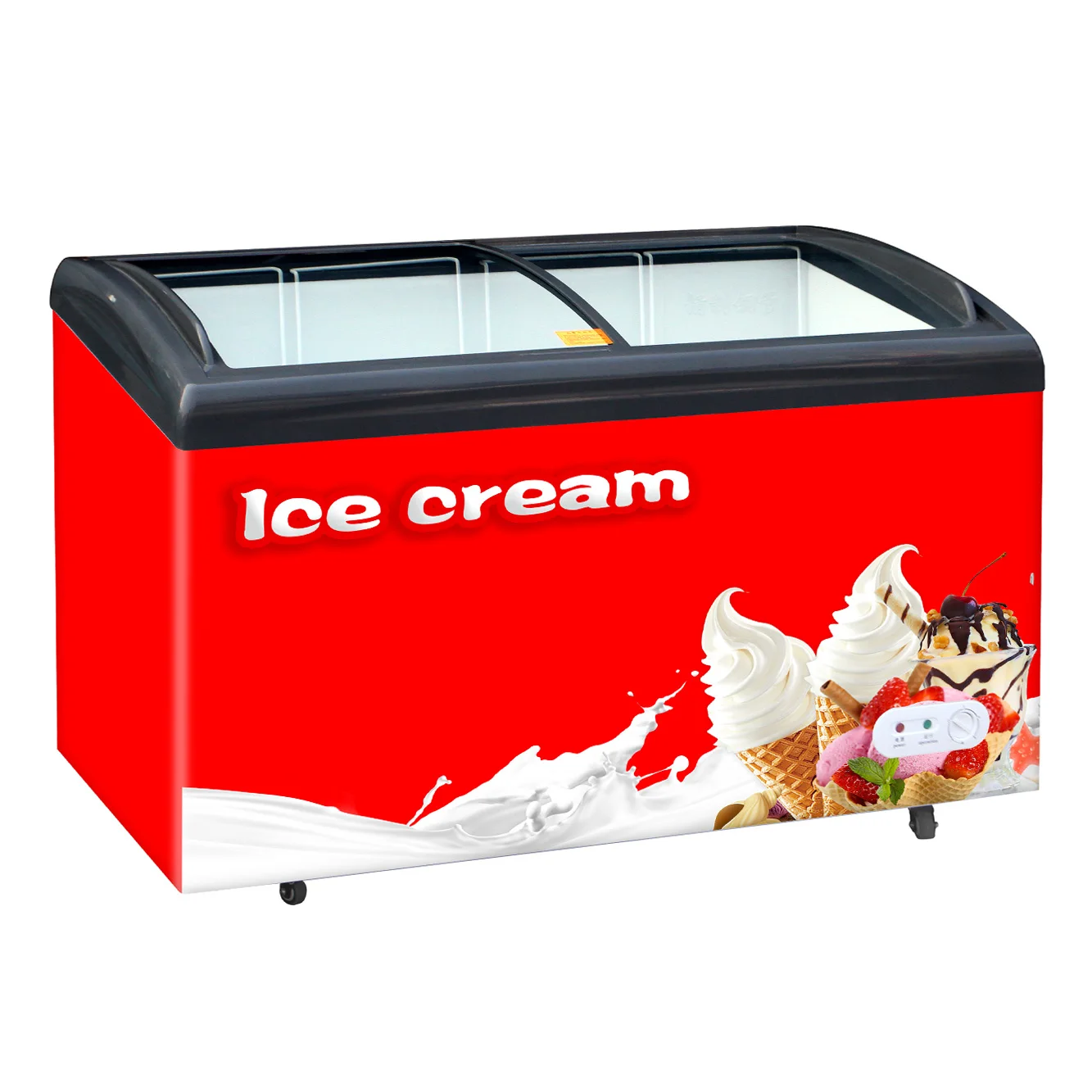 Морозильная камера для супермаркета, портативная морозильная камера для мороженого с тормозными роликами для быстрого охлаждения