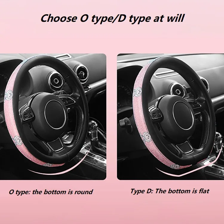D shape Full Diamond Steering Wheel Cover