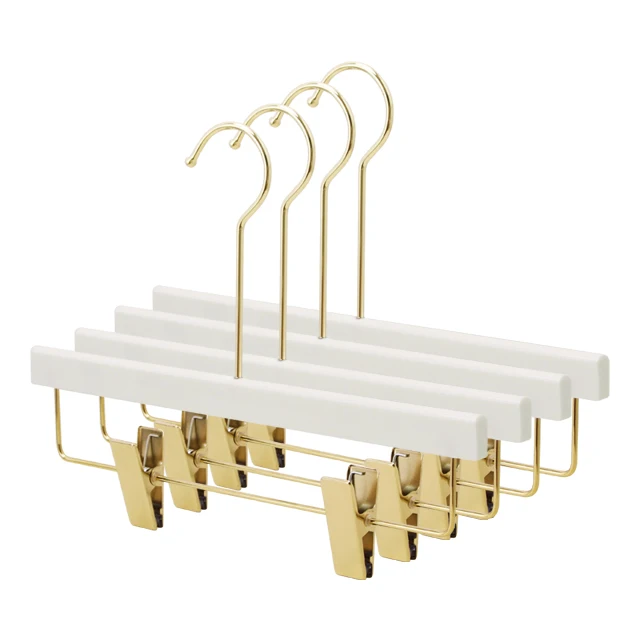 Wholesale custom logo skirt display trousers hangers with gold clips clear acrylic hangers