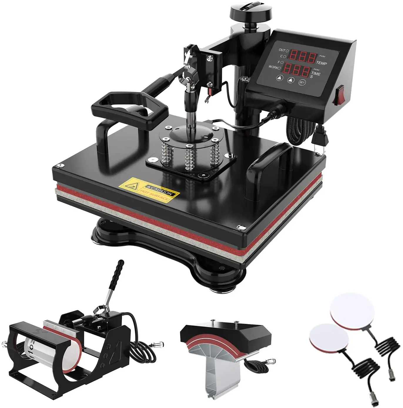 China double display Advanced New 8 In 1 Combo Heat Transfer Sublimation Heat Press Machine For Mug/Hat/Tshirt/Slate Rock/MDF