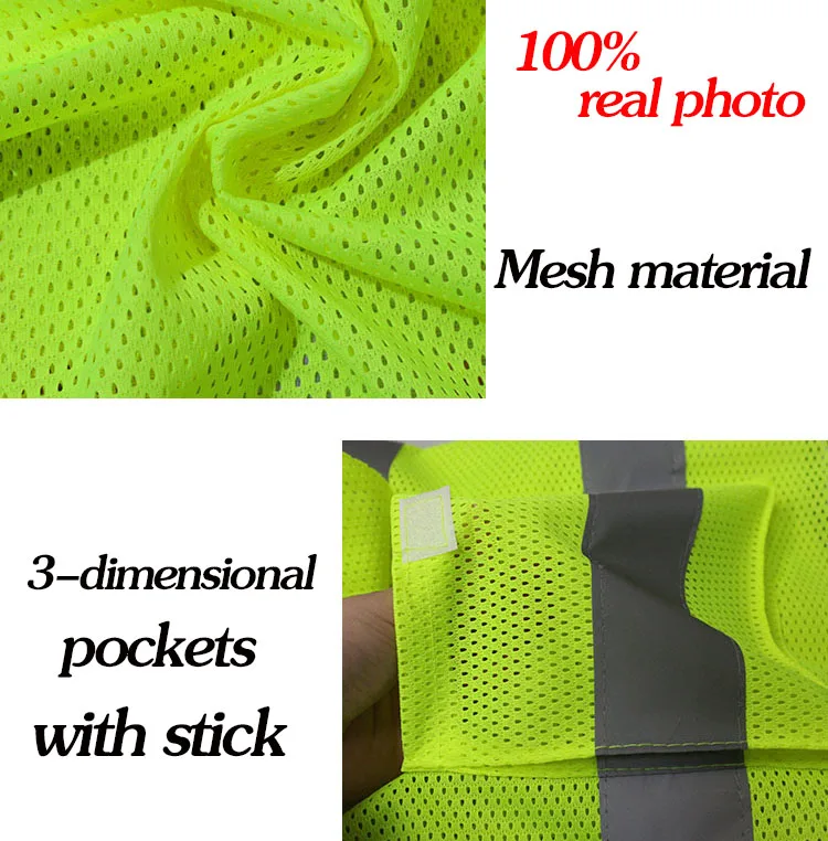Outdoor Multi Pockets Safety Vest Security Safety Green Reflective Vest
