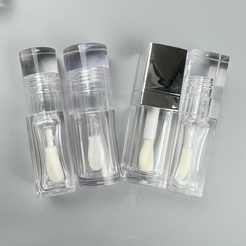 clear Empty White Plastic Lip Gloss Tube Containers With Wands Custom Logo Private Label Lip Gloss Tube With Paper Box