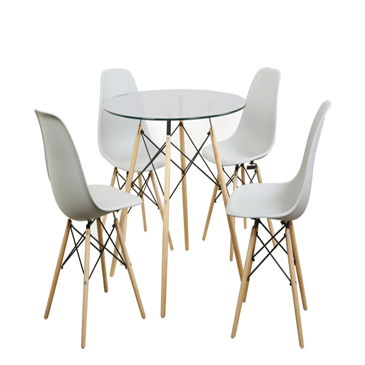 Nordic style dining table set dining room furniture multiple color  plastic dining chair
