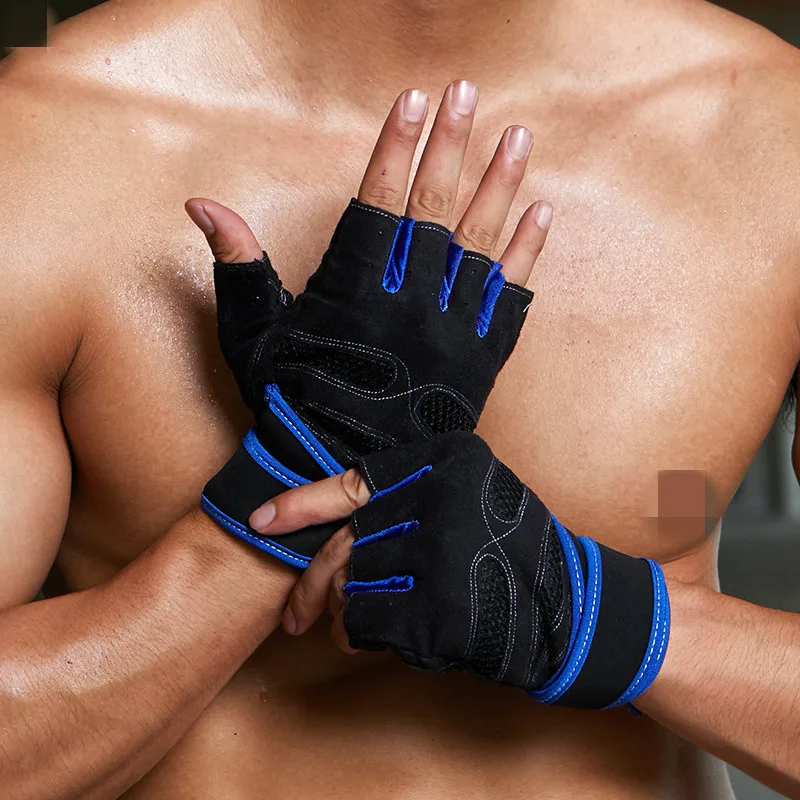 Custom logo summer sport bodybuilding wrist support wraps fingerless men gym weight lifting gloves