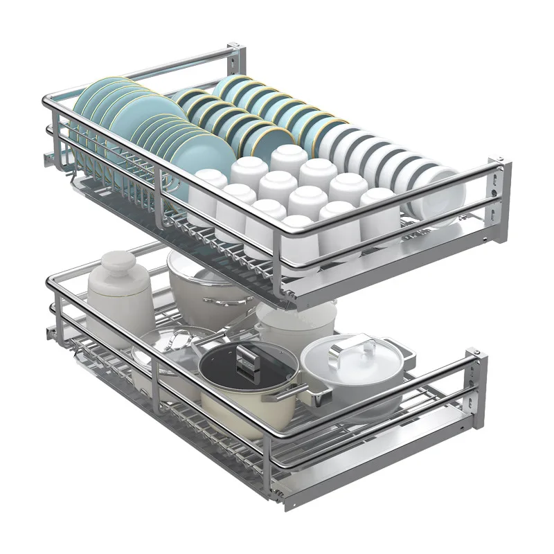 For 600 700 750 800 900 mm Kitchen Cabinet Nano Powder Coating Drawing Pull Out Pull-out Slide Wire Basket Best seller
