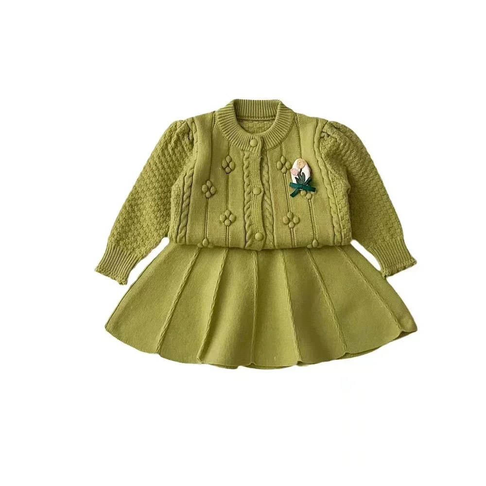 2024 New style Autumn and winter  Baby sweater sets  baby clothes 2 pcs sets kids sweater Cardigan for children