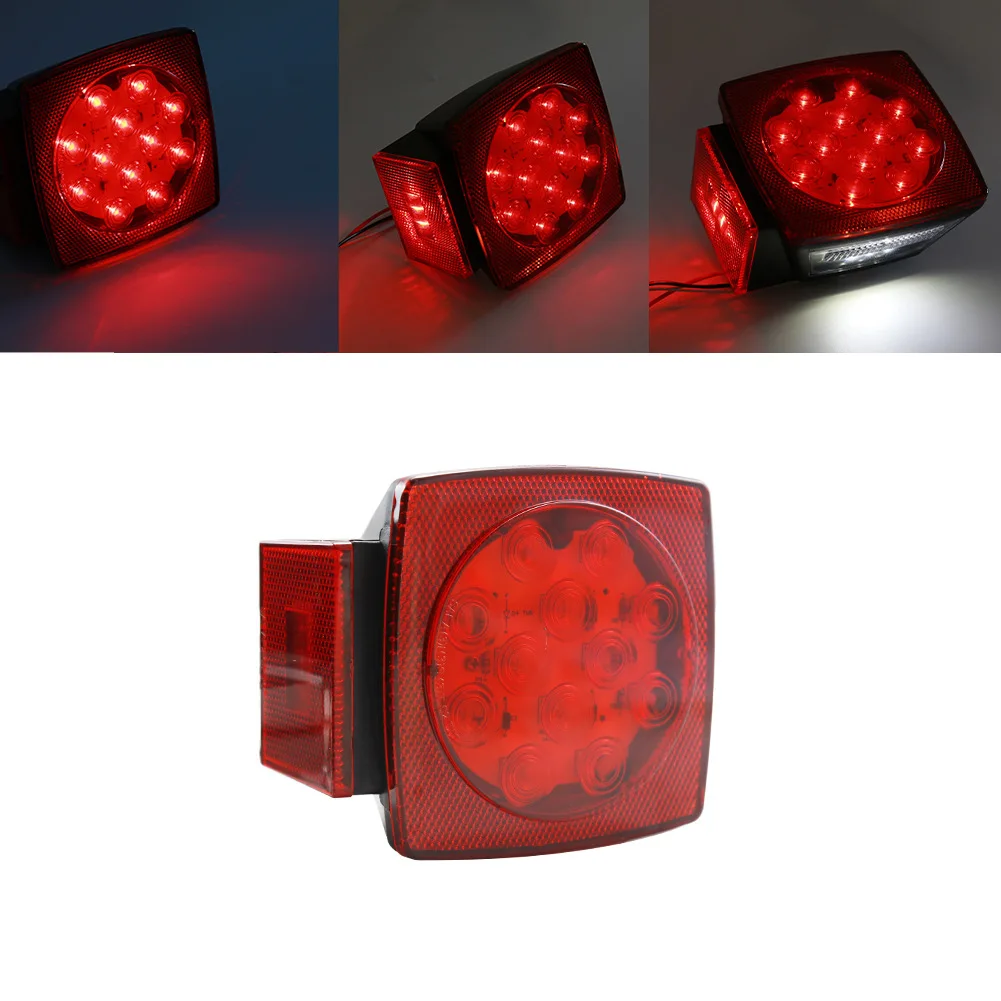 Aurora Square LED Trailer Lights 12V 24V Red LED Tail Light Brake Running Light Lamp for Truck Boat Marine Camper RV Snowmobile