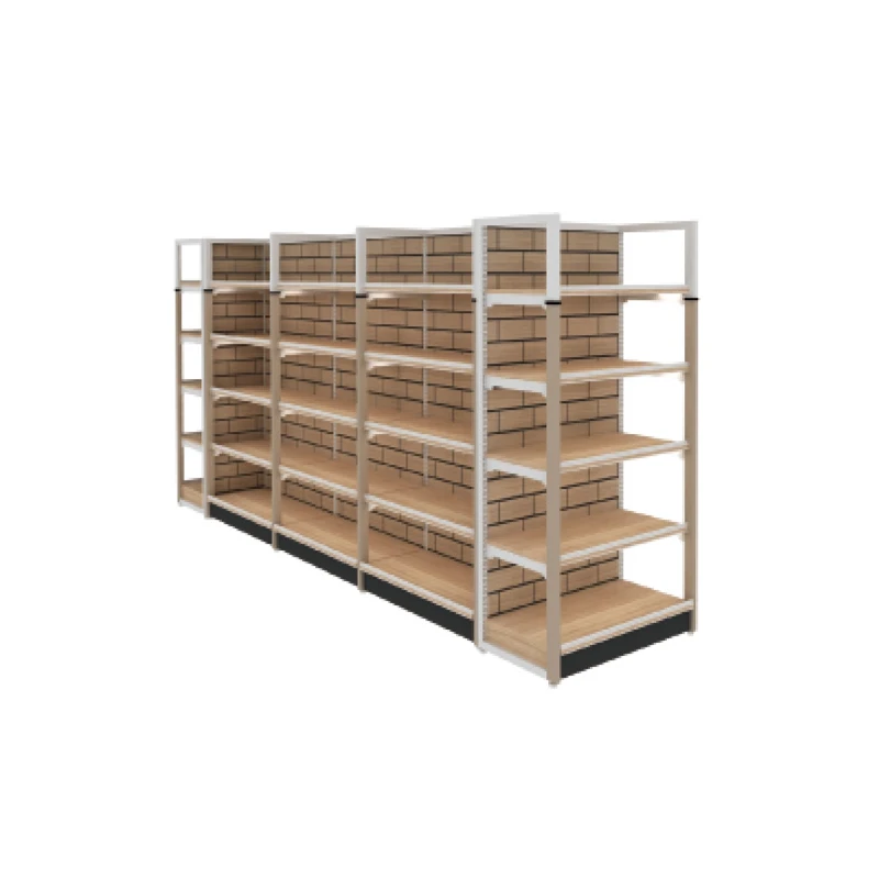 Hot store shelves custom supermarket single-sided steel and wood shelves