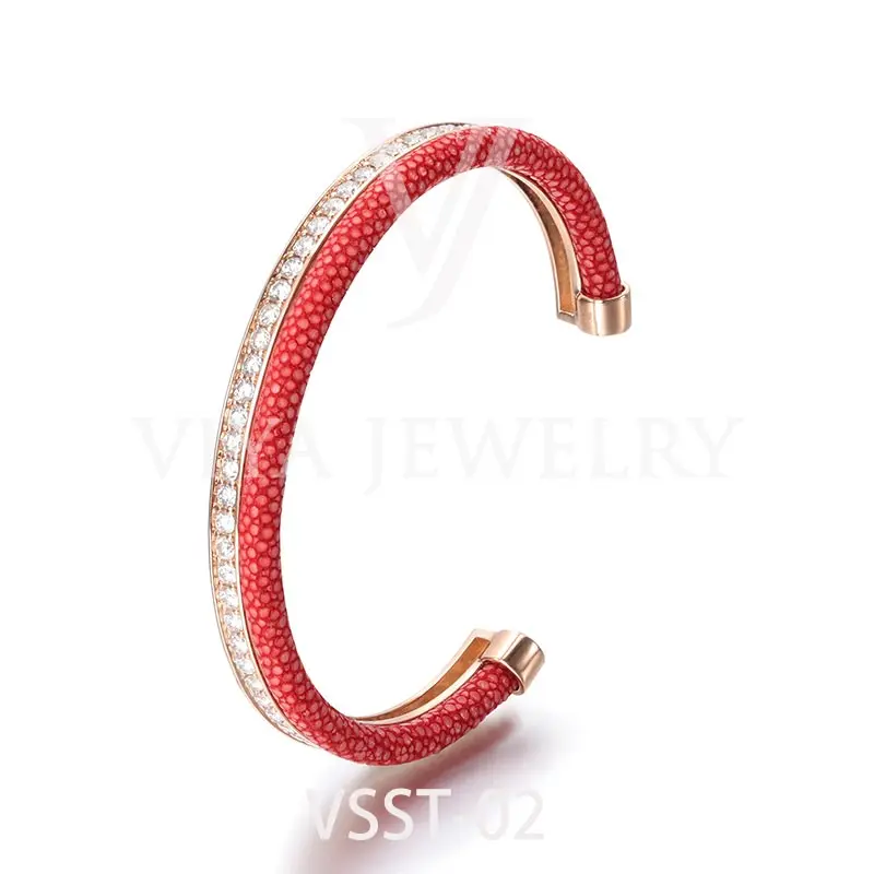 Viya Jewelry DHL Free Shipping Wholesale Luxury Premium Zirconia Stingray Leather Bracelet