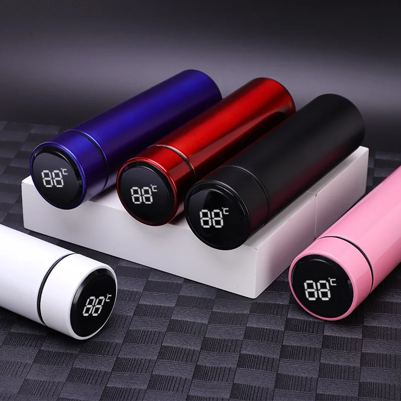 Custom logo 500ml Thermos Stainless Steel Water Bottle  Vacuum Flask for Business  School with Digital LED Display  Tea Infuser