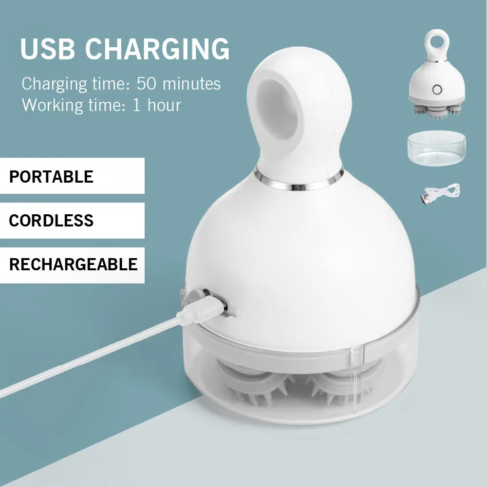 Waterproof Electric Scalp Massager Silicone Head Scalp Shampoo Massager
