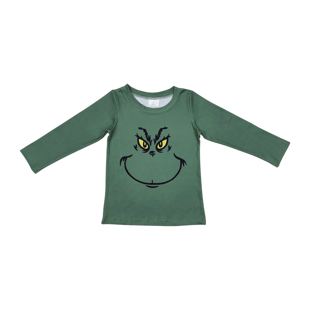 2024 ready to ship no moq wholesale infant baby boy long sleeve Christmas holiday shirt kids spring fall top cheap price