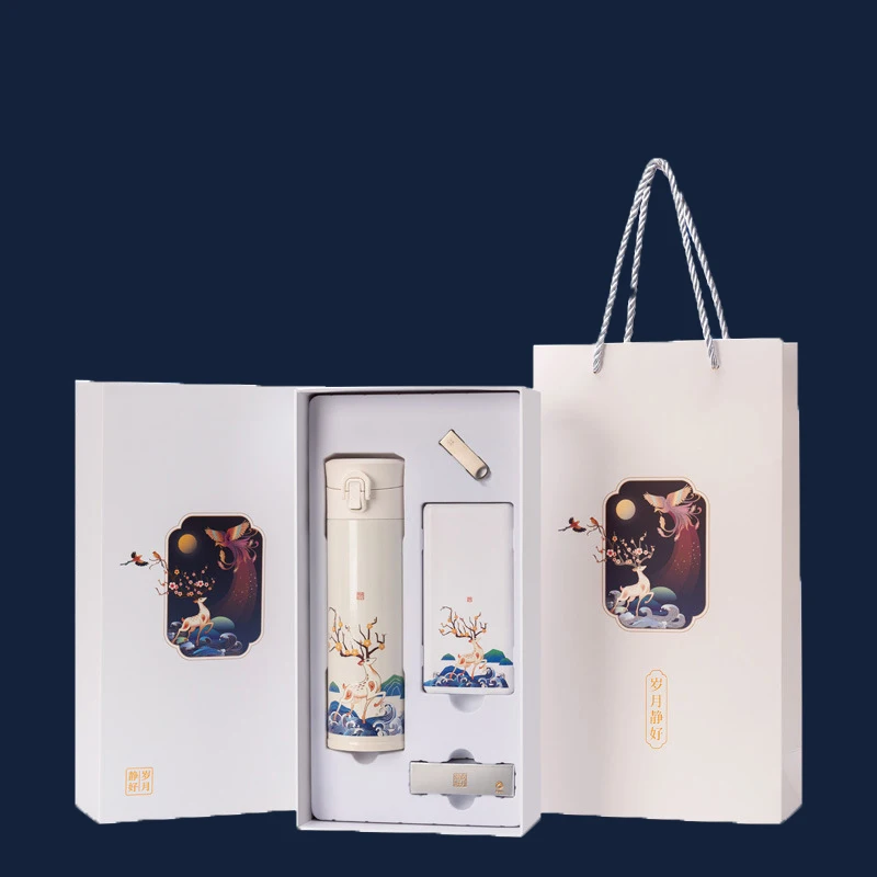 business gift set luxury Flask Usb Pen A5 Notebook Name Card Holder Wireless Mouse Corporate Business Gift Set Customizable