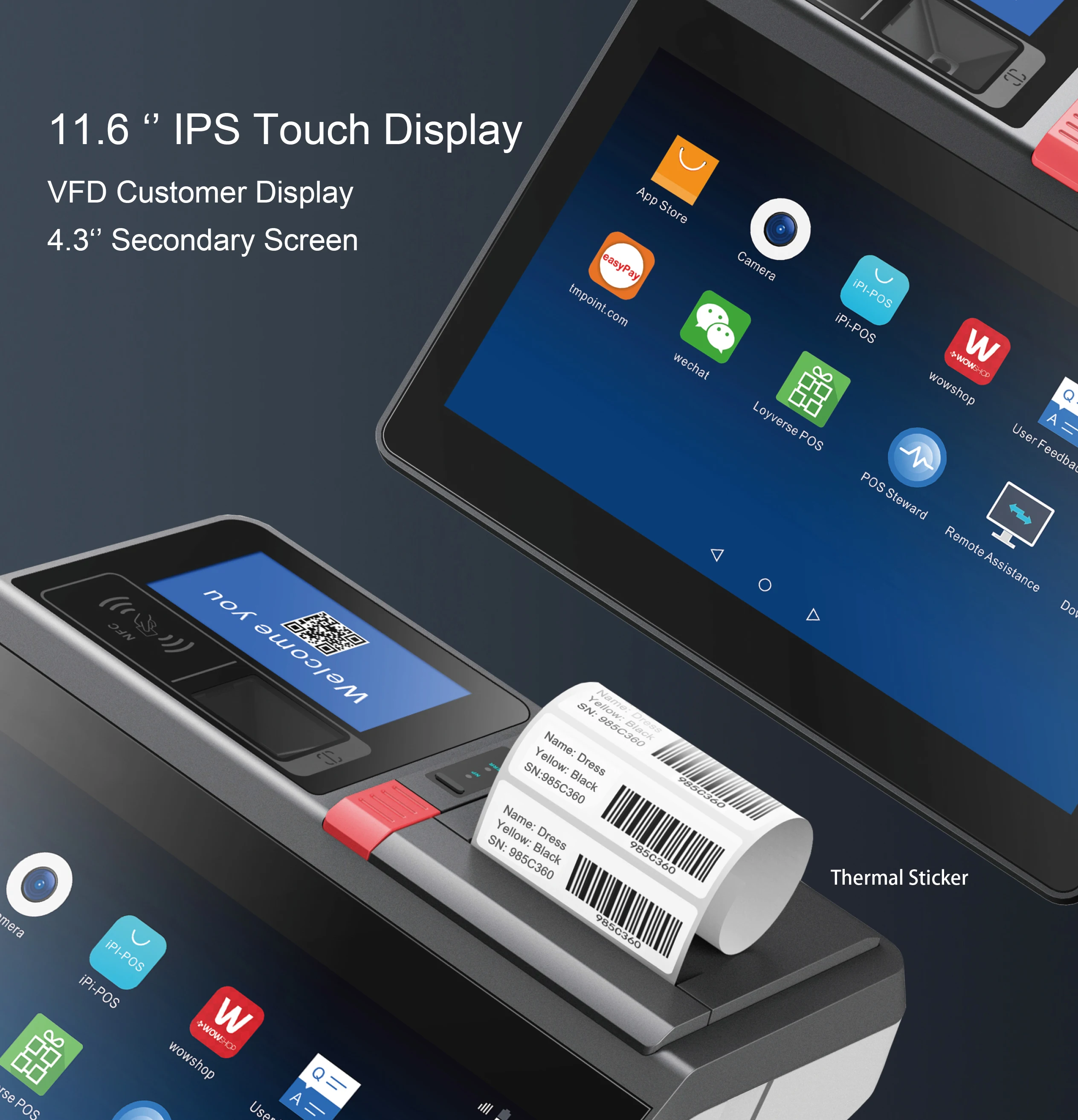Новая Pos-система розничная продажа Android Windows 11 Pos-машина с 4G LTE аккумулятор 5000 мАч