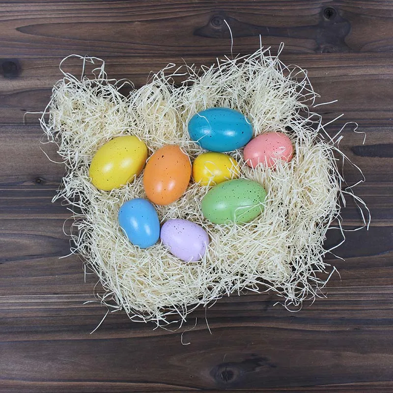 KIU 8 Pcs Easter Gifts Colorful Egg Simulation wooden Bird Egg Toys Pretend Play Montessori Toys