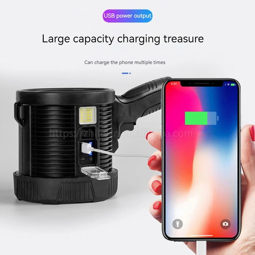 High Power P50 Powerful Long Range Flashlight Portable With Stand Camping Light Outdoor Emergency Led Searchlight