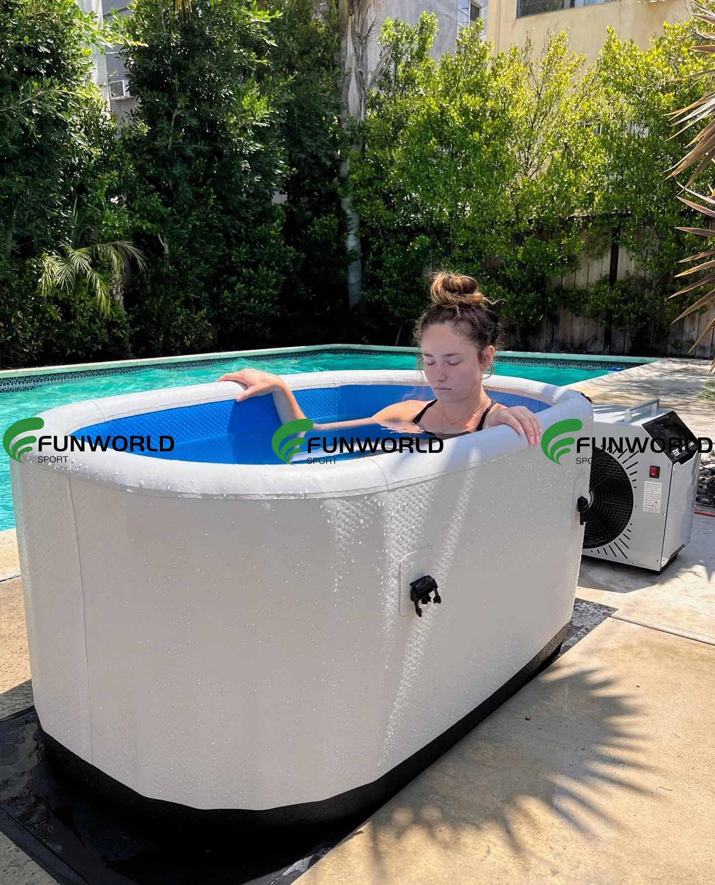 Funworldsport OEM/ODM Inflatable Ice Baths Cold Plunge Bath Inflatable Bath Tub With Pump For Adult