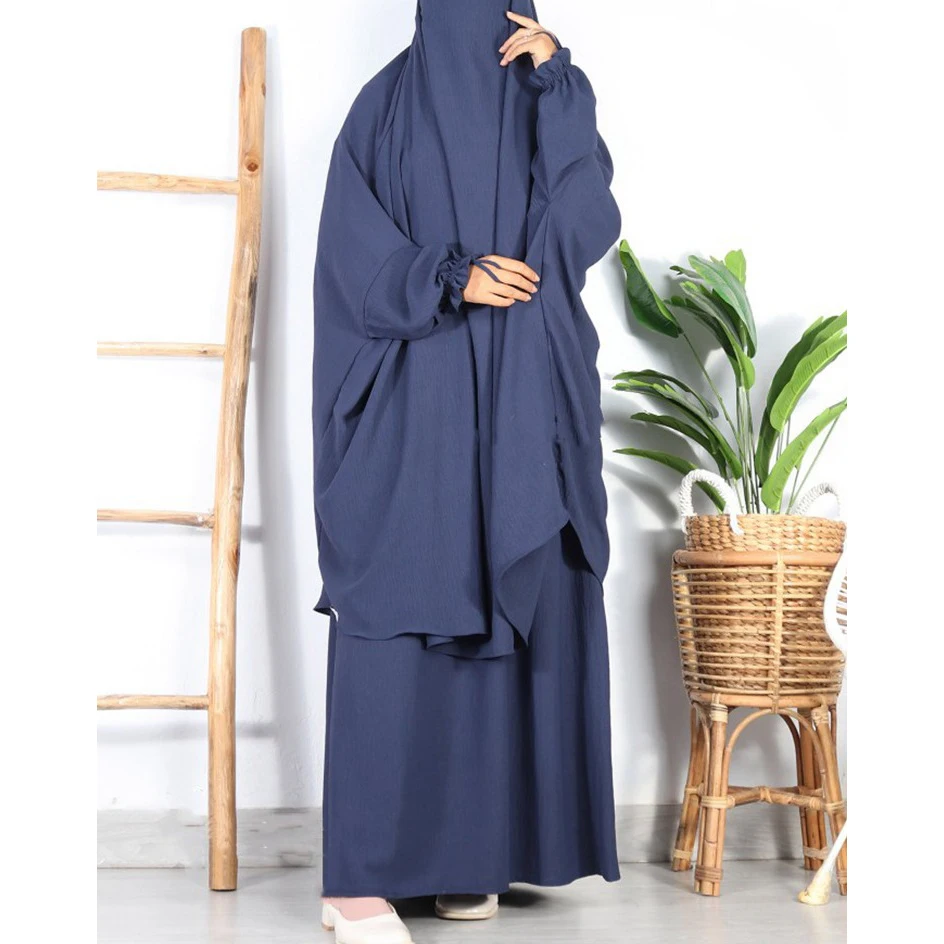 2024 Wholesale femmes EID Ramadan Muslim Kaftan Abaya Set Turkish Saudi Khimar Jilbab 2 Pieces